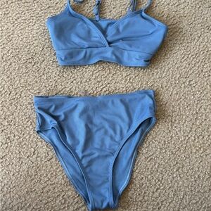 Blue Ribbed Bikini Set